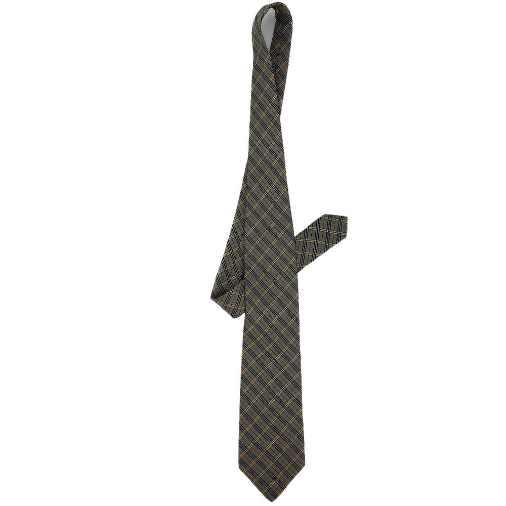 BURBERRY LONDON Diagonal Navy And Cream Stripes Beige Grey Multi Silk Tie